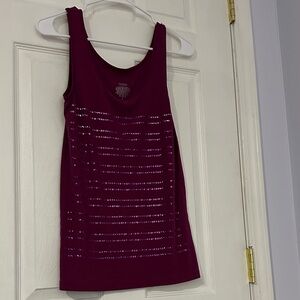 MOSSIMO Burgundy Tank Top with Shimmer Stripes large